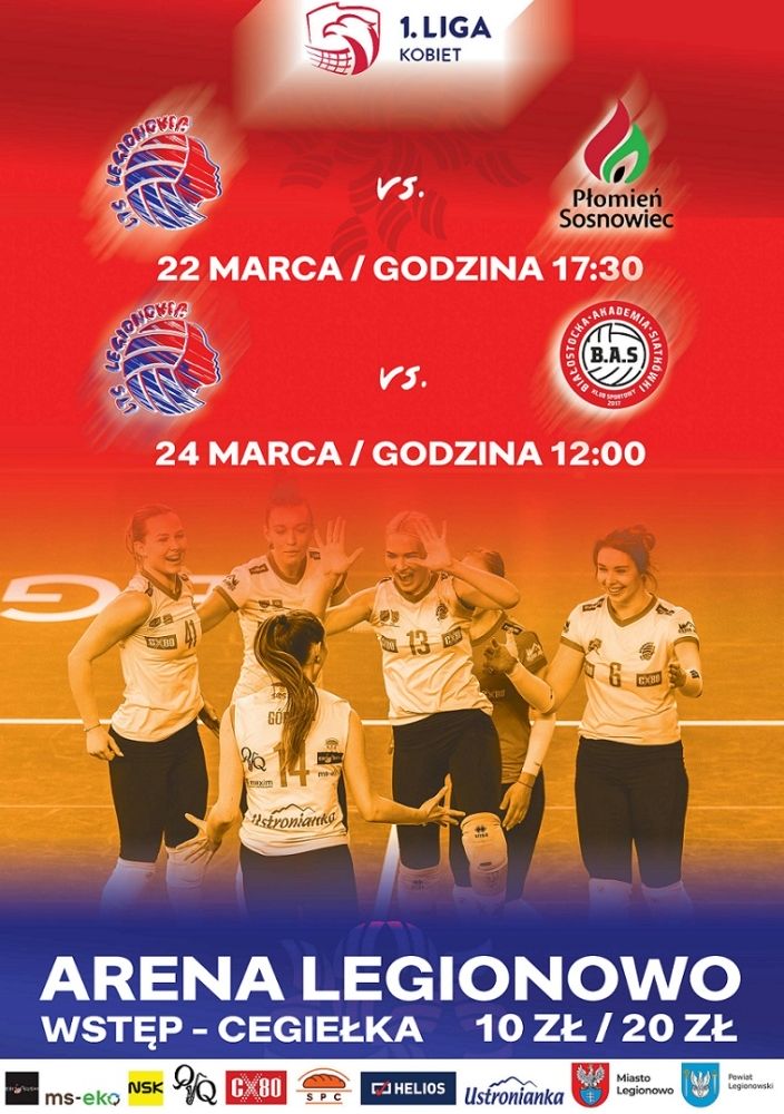 Plakat informujący o meczu LTS Legionovia - Trans-Ann Płomień Sosnowiec